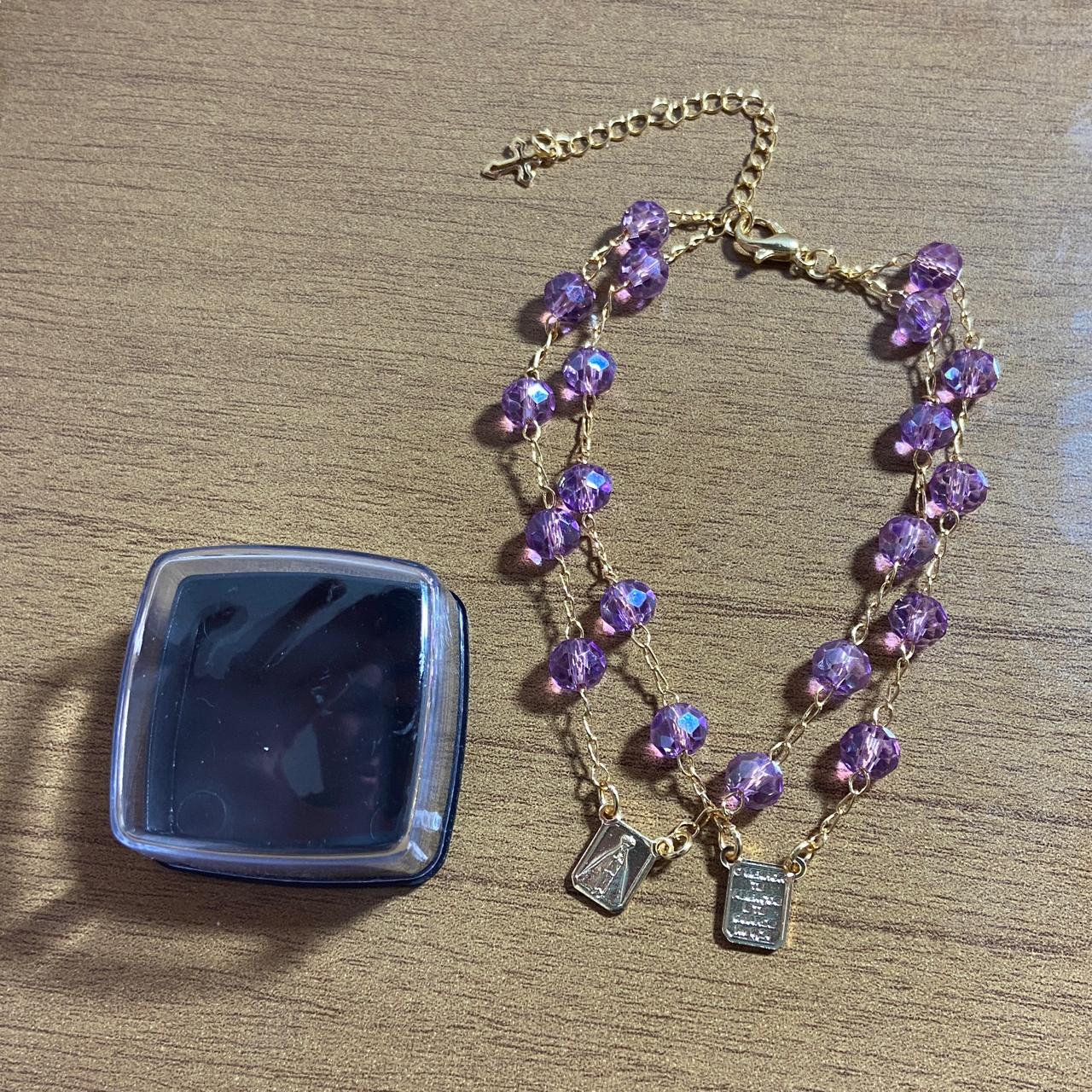 PULSEIRA ESCAPULARIO CRISTAL LILÁS  (3 UNIDADES)