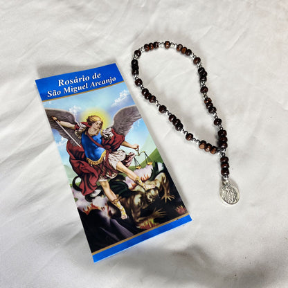ROSÁRIO DE MADEIRA SÃO MIGUEL ARCANJO PRATEADO (1 UNIDADE)