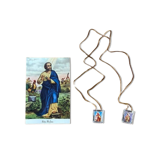 ESCAPULÁRIO CORDINHA NOSSA SENHORA DO CARMO E SÃO PEDRO (12 UNIDADES)
