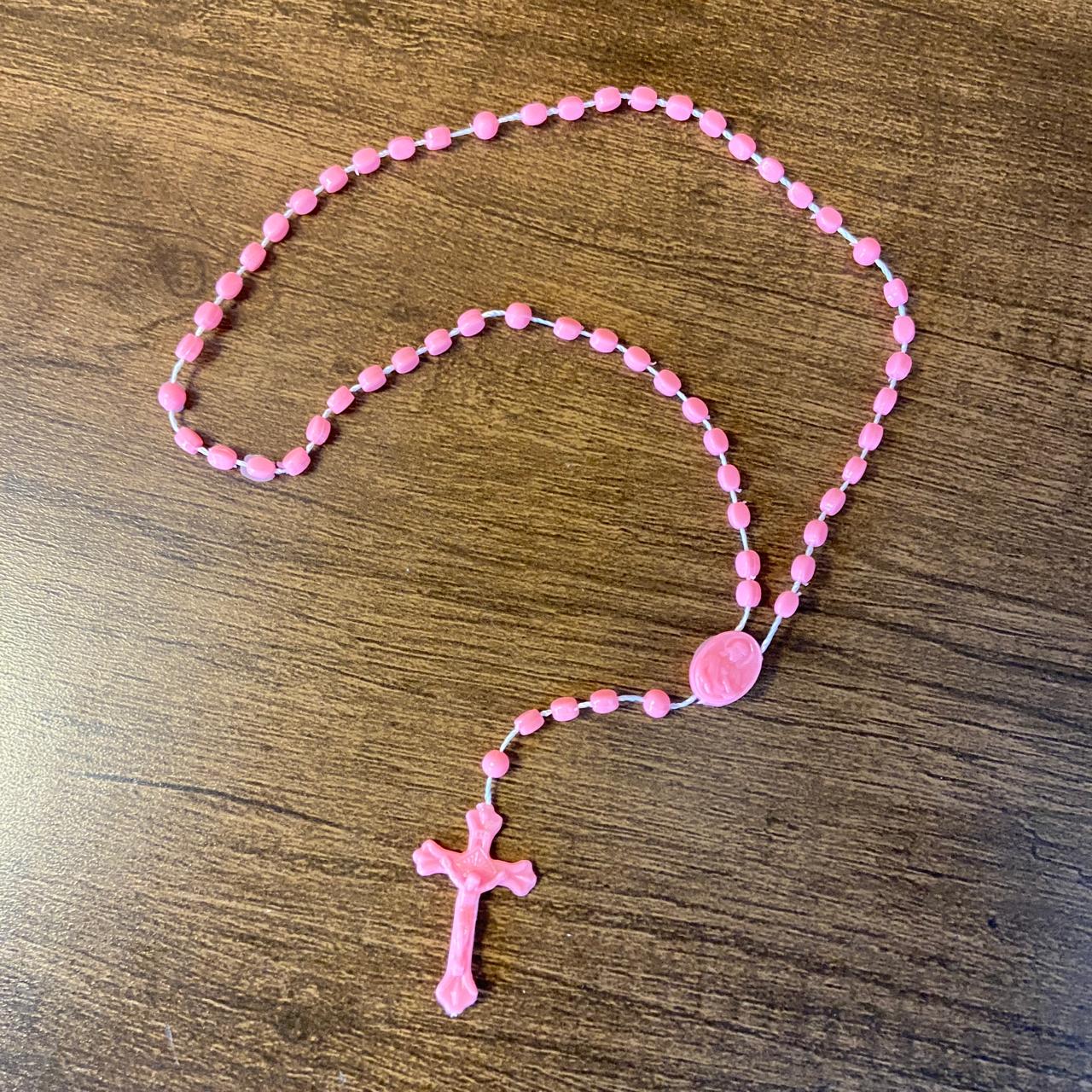 TERÇO ACRÍLICO P ROSA  (12 UNIDADES)