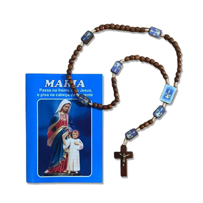 TERÇO DE MADEIRA MARIA PASSA A FRENTE 7 MEDALHAS (1 UNIDADE)
