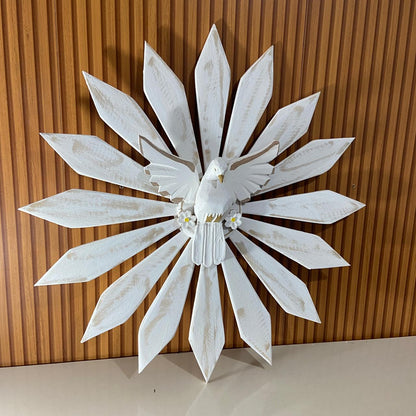 MANDALA MADEIRA BRANCA DIVINO ESPIRITO SANTO 68CMX67CM  (1 UNIDADE)