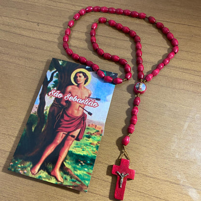 TERÇO DE MADEIRA SÃO SEBASTIÃO 8MM (3 UNIDADES)