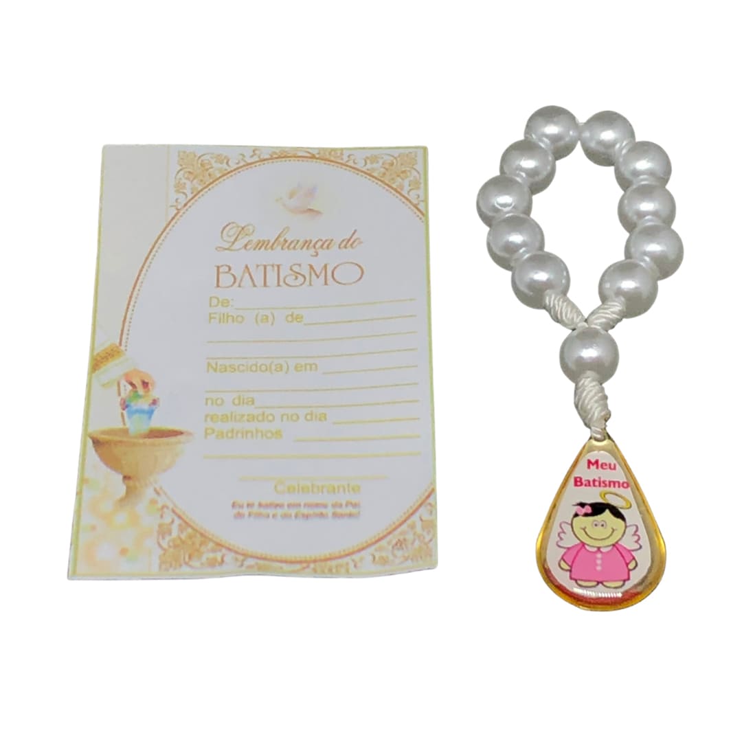 DEZENA DE DEDO PEROLA GOTA LEMBRANÇA BATISMO ROSA 6MM (6 UNIDADES)
