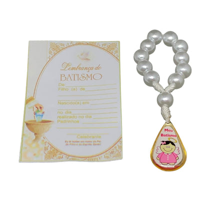 DEZENA DE DEDO PEROLA GOTA LEMBRANÇA BATISMO ROSA 6MM (6 UNIDADES)