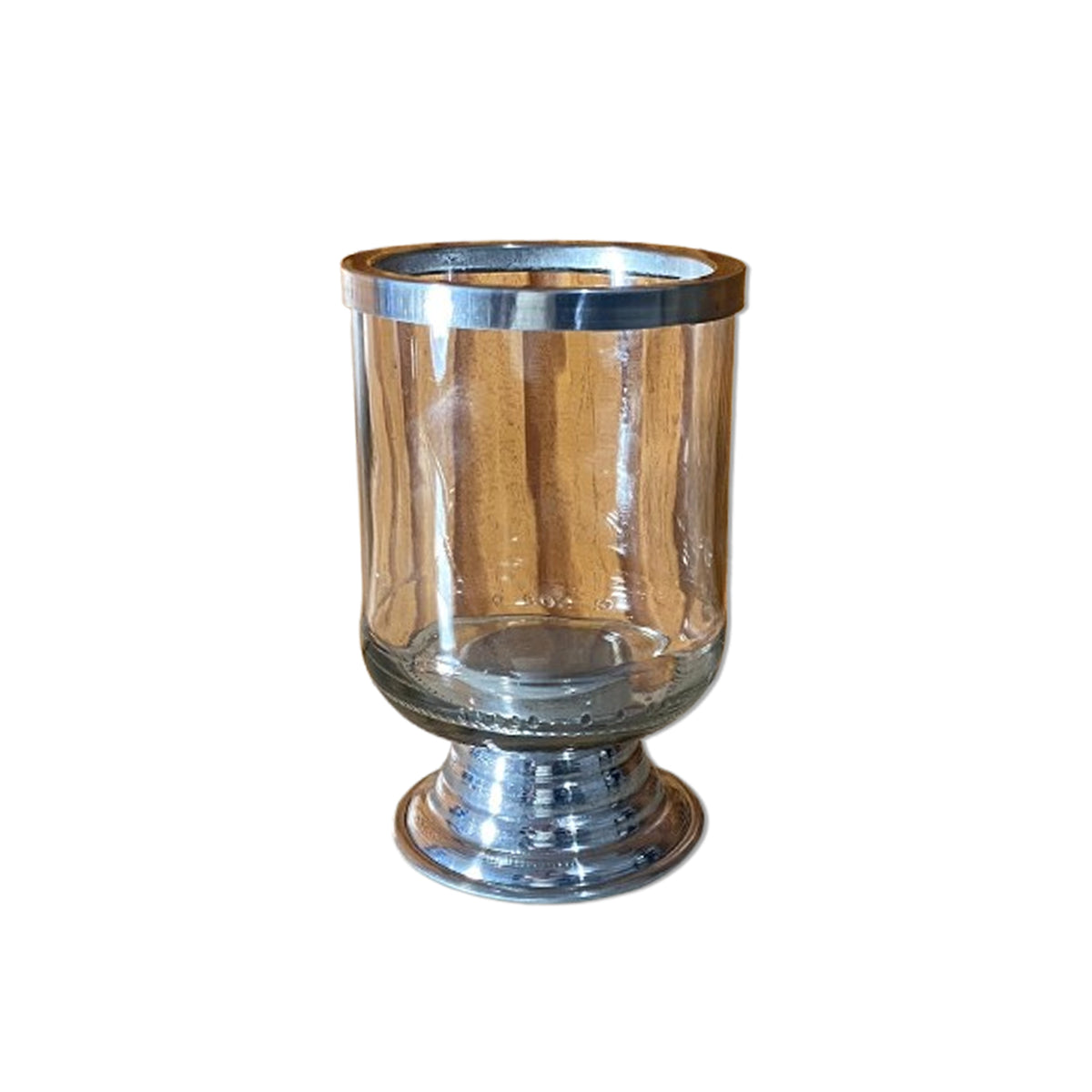 PORTA VELA DE VIDRO TRANSPARENTE COM PEDESTAL 13CM (1 UNIDADE)