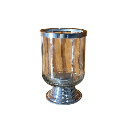PORTA VELA DE VIDRO TRANSPARENTE COM PEDESTAL 13CM (1 UNIDADE)