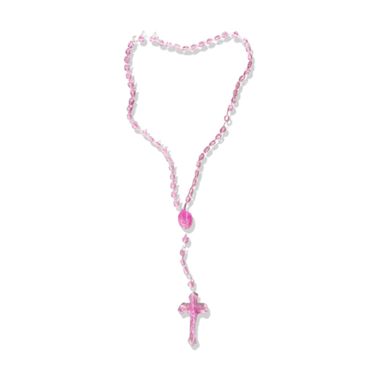 TERÇO ACRÍLICO P ROSA BRILHOSO (12 UNIDADES)