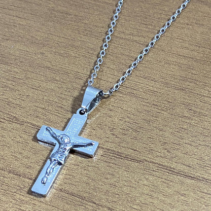 CORRENTE AÇO INOX CRUCIFIXO PAI NOSSO MOD3  (1 UNIDADES)