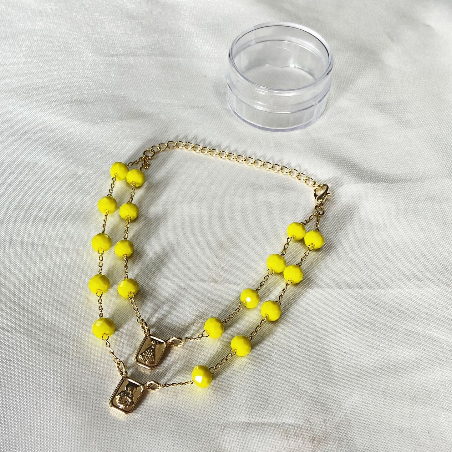 PULSEIRA ESCAPULARIO CRISTAL AMARELO (3 UNIDADES)