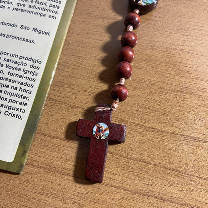 TERÇO DE MADEIRA SÃO MIGUEL ARCANJO MOD2 8MM (3 UNIDADES)