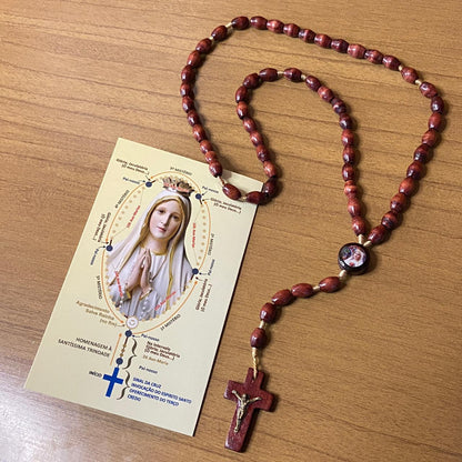 TERÇO DE MADEIRA NOSSA SENHORA DE FÁTIMA MOD4 8MM (3 UNIDADES)