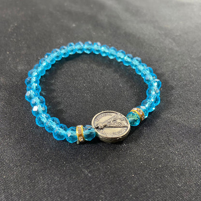 PULSEIRA CRISTAL NOSSA SENHORA APARECIDA AZUL CLARO MOD2 (6 UNIDADES)