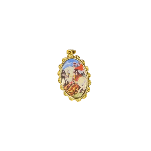 MEDALHA DOURADA RESINADA SÃO JORGE 04CM  ( 3 UNIDADES)