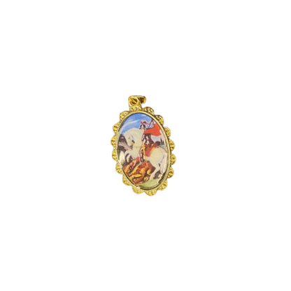 MEDALHA DOURADA RESINADA SÃO JORGE 04CM  ( 3 UNIDADES)