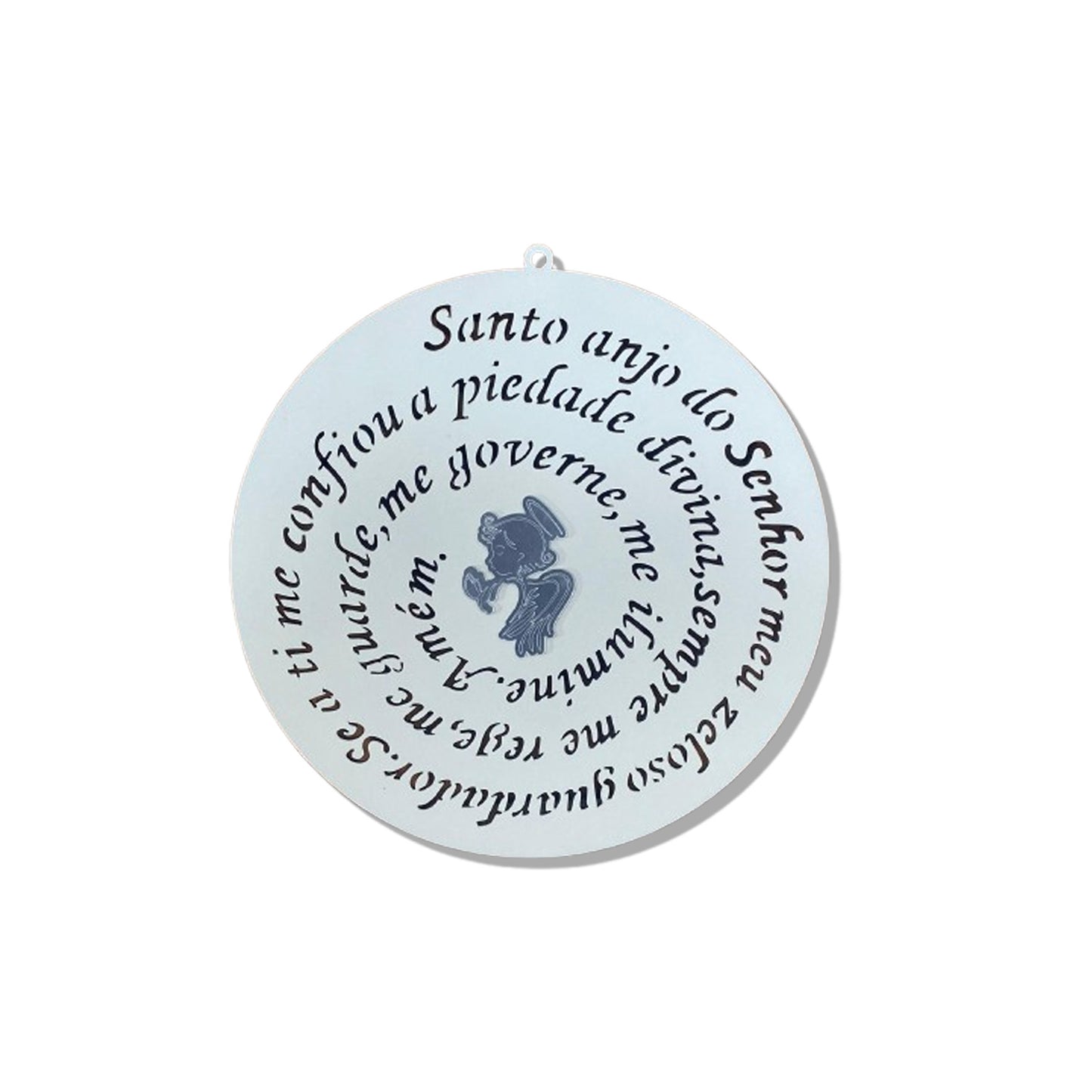 MANDALA MDF BRANCA ORAÇÃO DO SANTO ANJO 30CM  (1 UNIDADE)