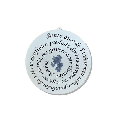 MANDALA MDF BRANCA ORAÇÃO DO SANTO ANJO 30CM  (1 UNIDADE)