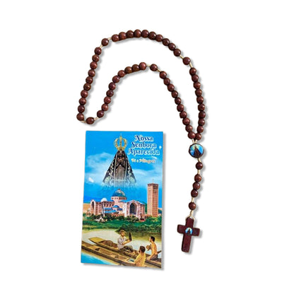 TERÇO DE MADEIRA NOSSA SENHORA APARECIDA 8MM MOD3 (3 UNIDADES)