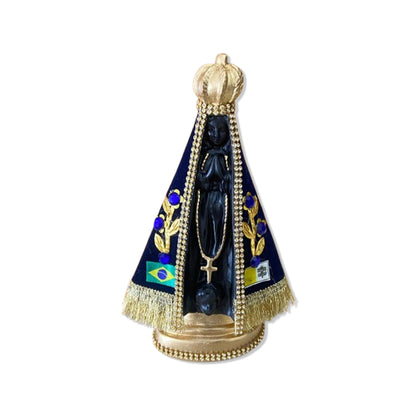 IMAGEM DE GESSO NOSSA SENHORA APARECIDA COM MANTO PEDRARIA 22CM (1 UNIDADE)