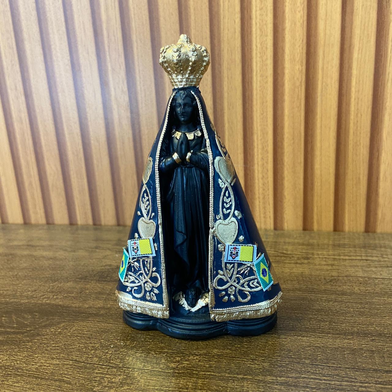 IMAGEM DE GESSO NOSSA SENHORA APARECIDA PINTADA 14,5CM  (1 UNIDADE)