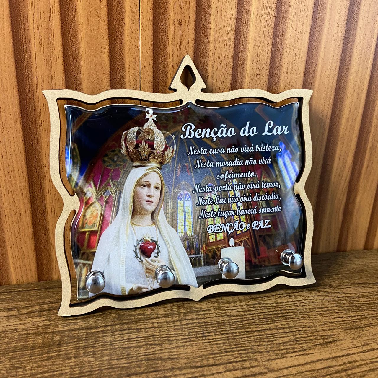 PORTA CHAVE RESINADO NOSSA SENHORA DE FÁTIMA MOD3 14CM (1 UNIDADE)