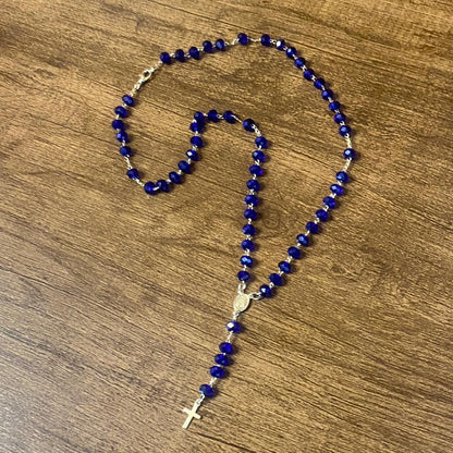 TERÇO CRISTAL NOSSA SENHORA APARECIDA AZUL 06MM  (3 UNIDADES)