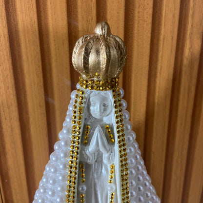 IMAGEM DE GESSO NOSSA SENHORA APARECIDA PÉROLA BRANCA 23CM (1 UNIDADE)