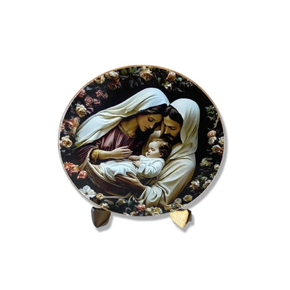 ADORNO DE MESA ACRÍLICO RESINADO SAGRADA FAMÍLIA MOD2 9,5CM (1 UNIDADE)
