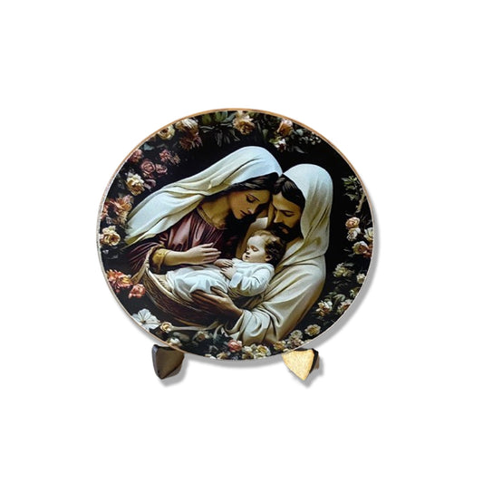 ADORNO DE MESA ACRÍLICO RESINADO SAGRADA FAMÍLIA MOD2 9,5CM (1 UNIDADE)