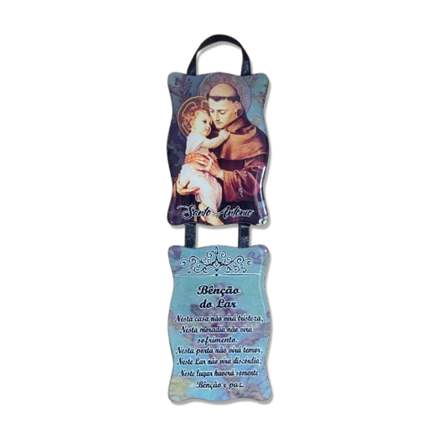 ADORNO DUPLO QUADRADO FITA SANTO ANTÔNIO (1 UNIDADE)