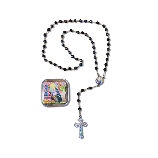 TERÇO SEMICRISTAL NA CAIXINHA SÃO RITA 6MM (6 UNIDADES)