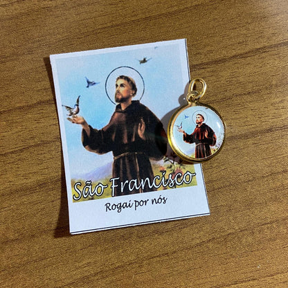 MEDALHA DUPLA FACE SÃO FRANCISCO DE ASSIS (12 UNIDADES)
