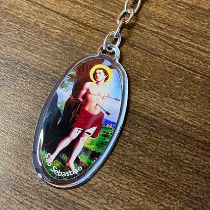 CHAVEIRO METAL OVAL RESINADO SÃO SEBASTIÃO (6 UNIDADES)