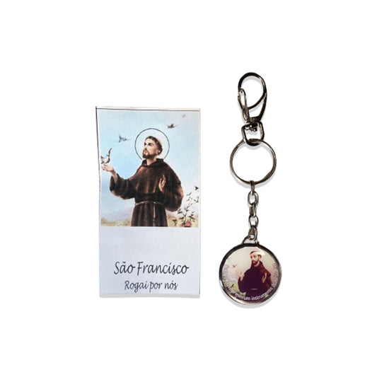 CHAVEIRO METAL DUPLA FACE COM MOSQUETE SÃO FRANCISCO (6 UNIDADES)