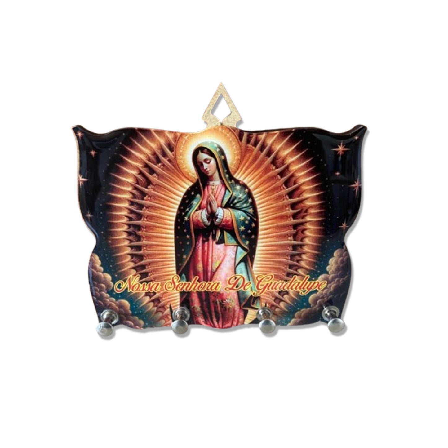 PORTA CHAVE RESINADO NOSSA SENHORA DE GUADALUPE 14CM (1 UNIDADE)