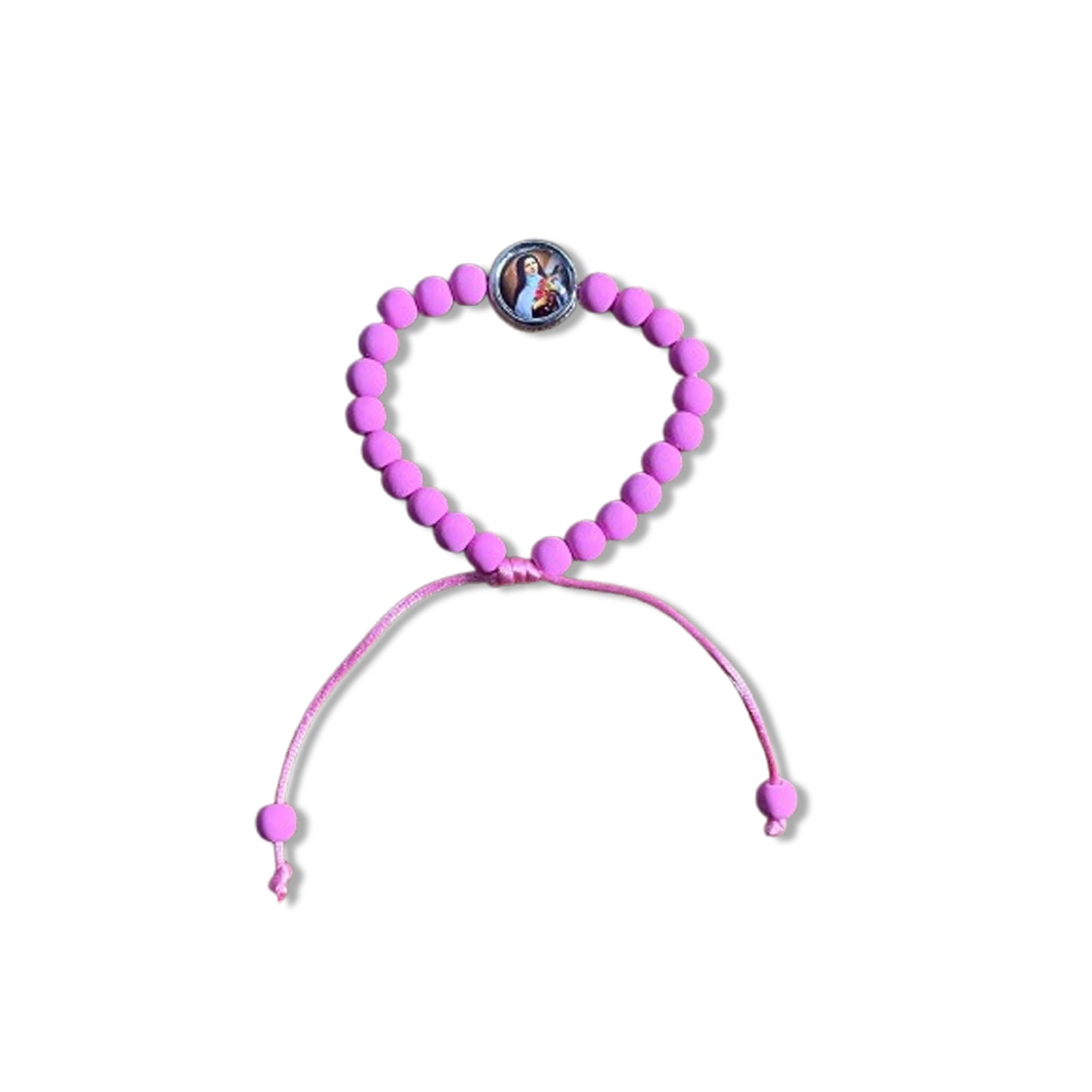 PULSEIRA EMBORRACHADA SANTA TERESINHA ROSA REGULÁVEL (6 UNIDADES)