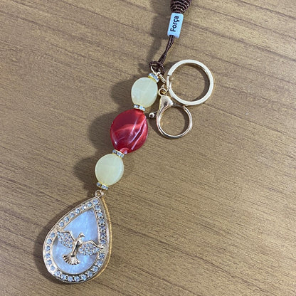 CHAVEIRO DE PEDRARIAS DIVINO ESPÍRITO SANTO GOTA COM STRASS (1 UNIDADE)