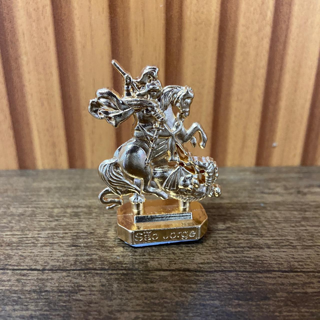 IMAGEM SÃO JORGE DOURADO PARA CARRO (12 UNIDADES)