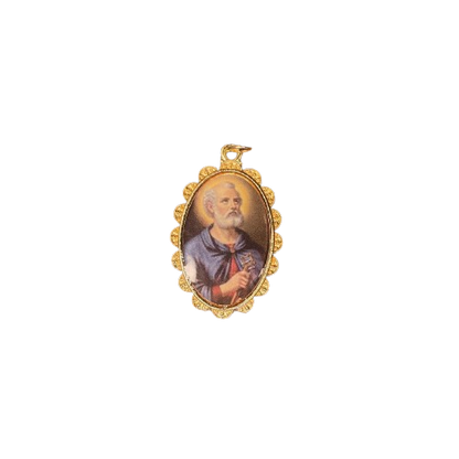 MEDALHA DOURADA RESINADA SÃO PEDRO 04CM  ( 3 UNIDADES)