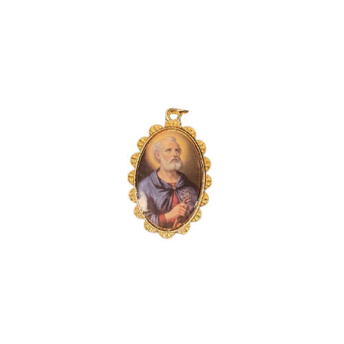 MEDALHA DOURADA RESINADA SÃO PEDRO 04CM  ( 3 UNIDADES)