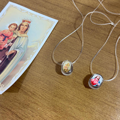 ESCAPULÁRIO SILICONE SAGRADO CORAÇÃO DE JESUS E NOSSA SENHORA DO CARMO (12 UNIDADES)