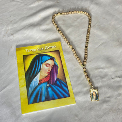 TERÇO PÉROLA BEGE NOSSA SENHORA DAS DORES MOD2 6MM (1 UNIDADE)