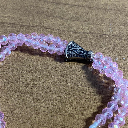 TERÇO PULSEIRA CRISTAL NOSSA SENHORA APARECIDA ROSA TRANSPARENTE  (3 UNIDADES)