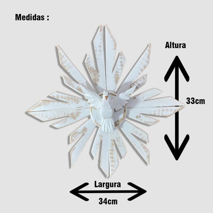 MANDALA MADEIRA BRANCA DIVINO ESPIRITO SANTO 33X33CM  (1 UNIDADE)