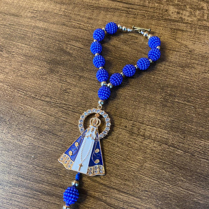 DEZENA PARA CARRO RAIADO NOSSA SENHORA APARECIDA AMORA AZUL 12MM (3 UNIDADES)