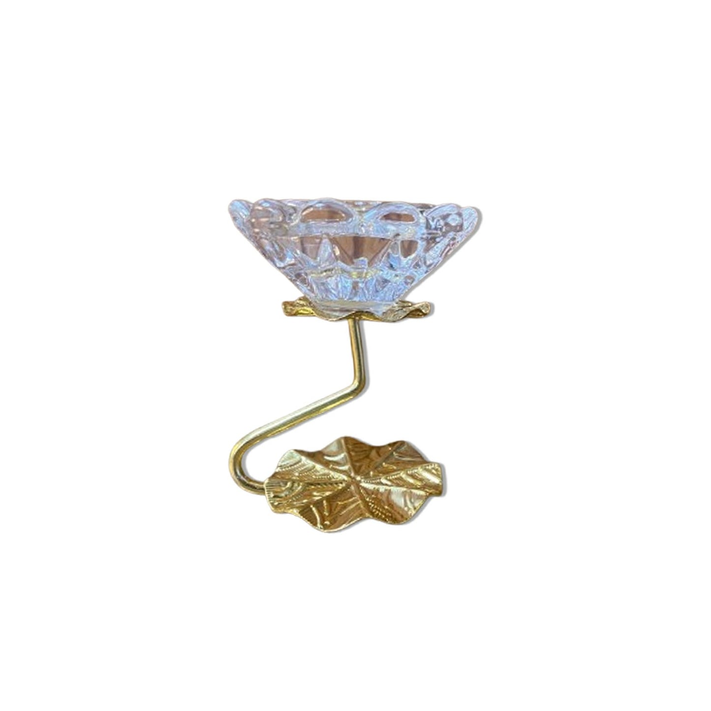 CASTIÇAL DE VIDRO CRISTAL COM SUPORTE DOURADO 8CM (1 UNIDADE)