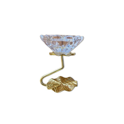 CASTIÇAL DE VIDRO CRISTAL COM SUPORTE DOURADO 8CM (1 UNIDADE)