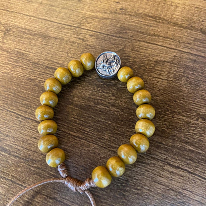 PULSEIRA DE MADEIRA MARROM REGULAVEL SÃO MIGUEL ARCANJO (3 UNIDADES)