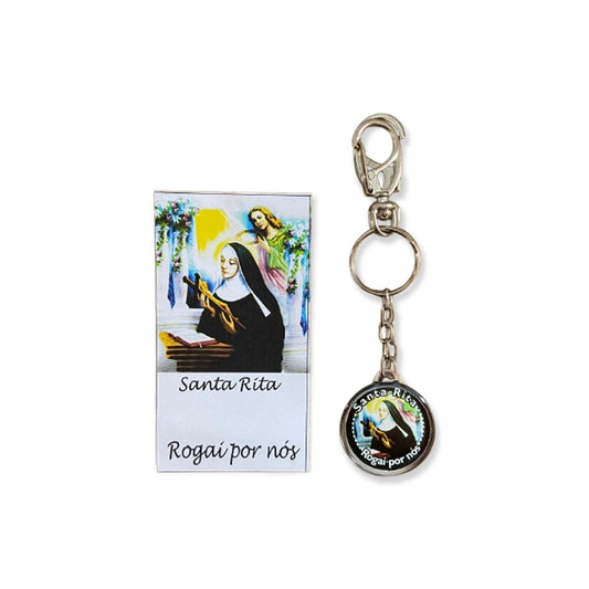 CHAVEIRO METAL DUPLA FACE COM MOSQUETE SANTA RITA (6 UNIDADES)
