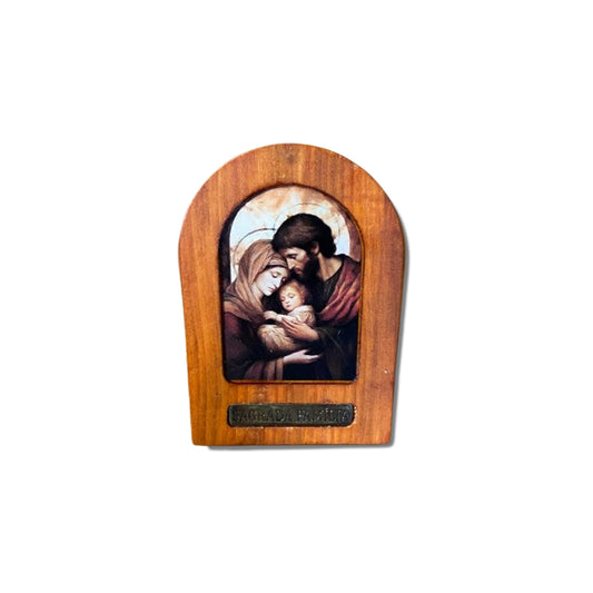 ADORNO DE MESA MADEIRA RESINADA SAGRADA FAMÍLIA 11CM (1 UNIDADE)